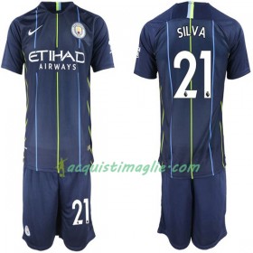 Divisa di Calcio Manchester City David Silva 21 Bambino Trasferta 2018/2019